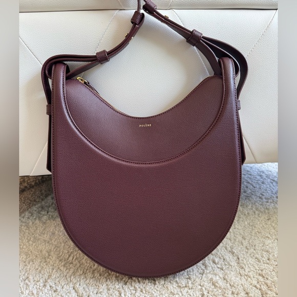 Polene Handbags - Polene Numero Dix Large Burgundy Sandalwood Leather Shoulder Crossbody Handbag
